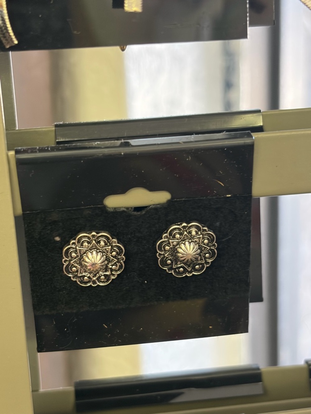 Silver Floral Filigree Stud Earrings